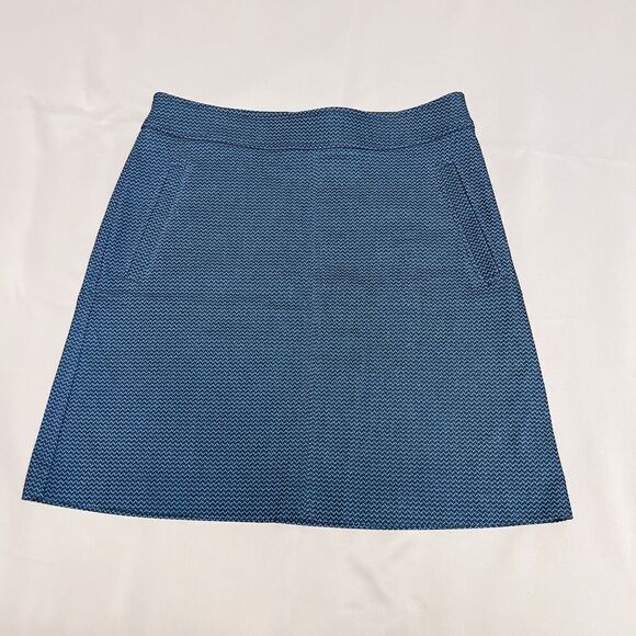 Loft Women’s Sz 8 A-Line Midi Skirt Blue Side Pockets Above Knee Zipper 0826 - Picture 2 of 13